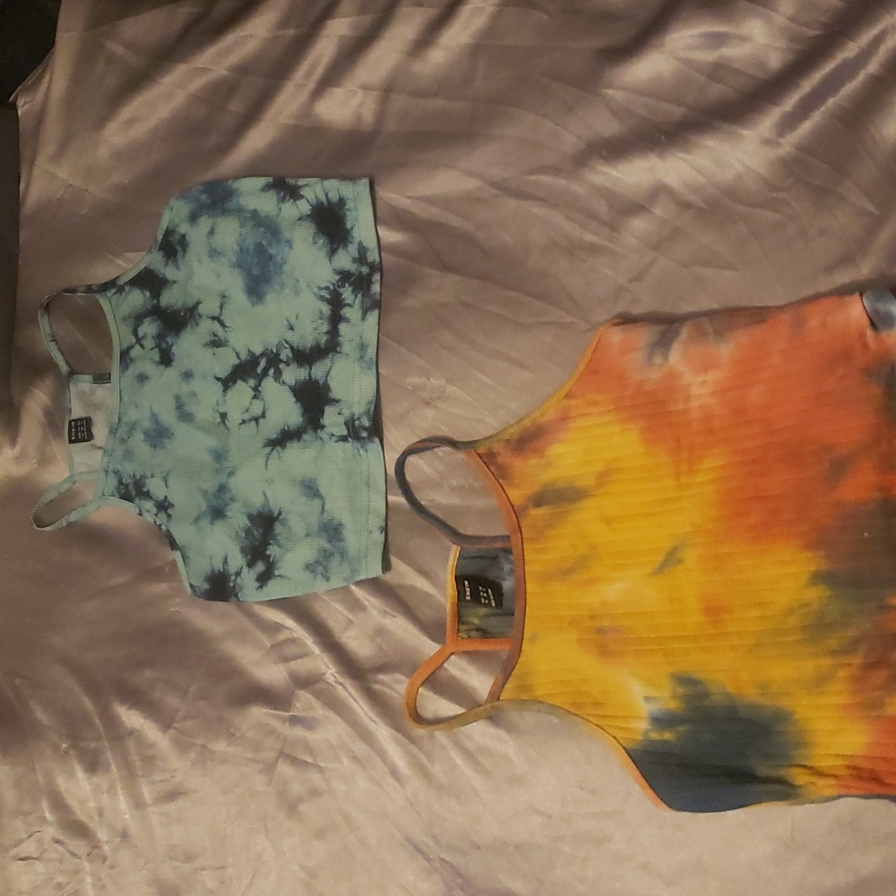 Two tie dye cropped tanks
